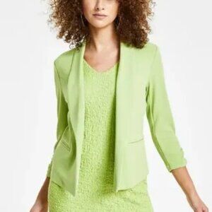 NWT Bar III Jacket Women's Petite Size SP Spring Lime Green 3/4 Ruched Sleeves
